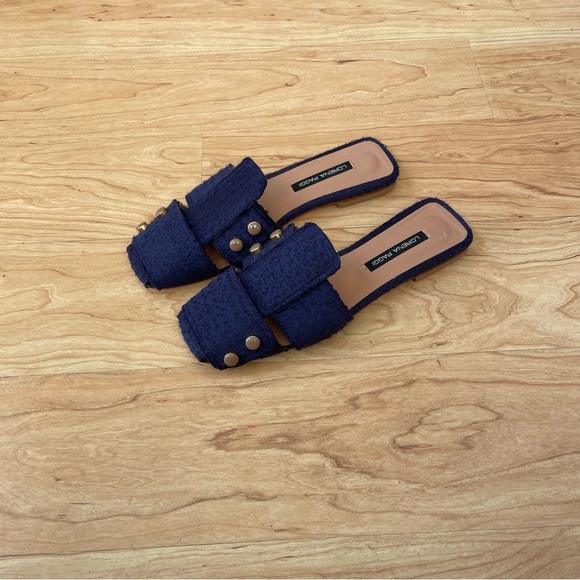 Lorena Paggi Slip on Sandal Mules Woman’s Size US 8.5 (39.5 EU) in Navy Blue - Picture 3 of 6